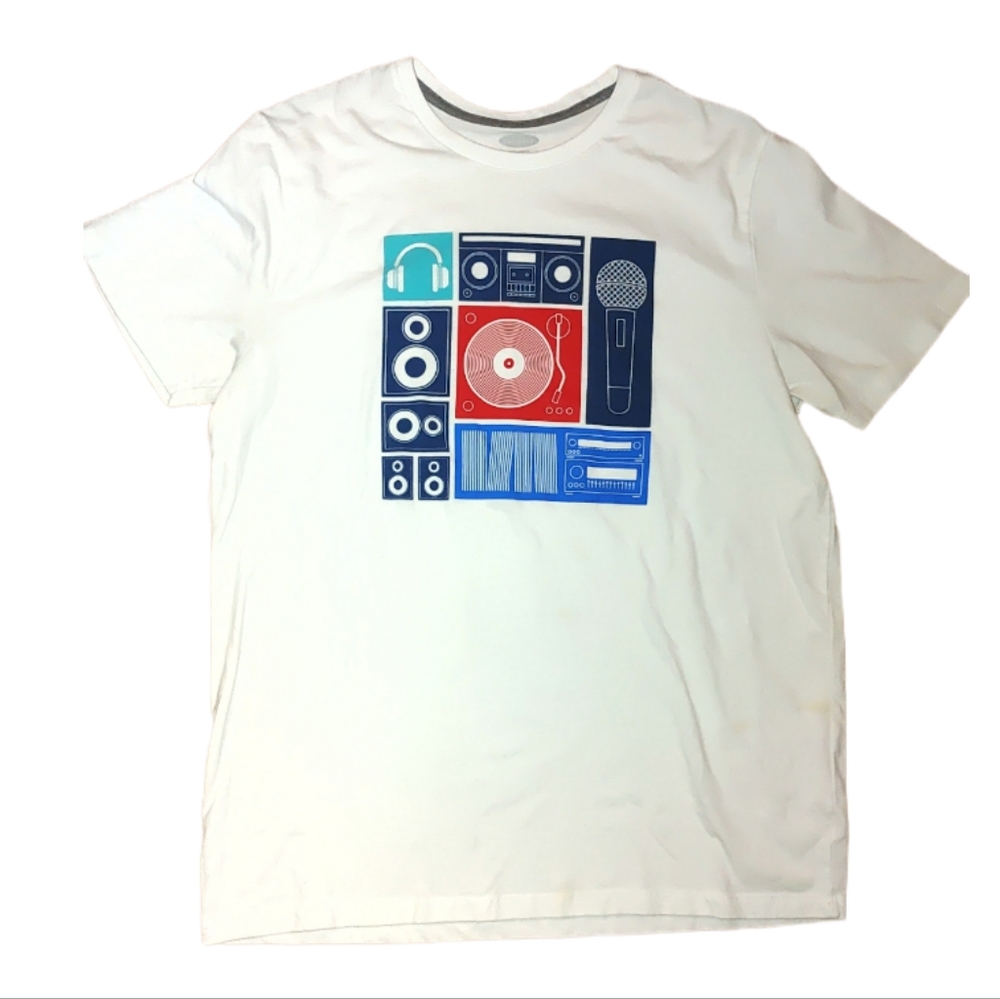 Old Navy Soft Washed Retro Music DJ Record Mic Tshirt L